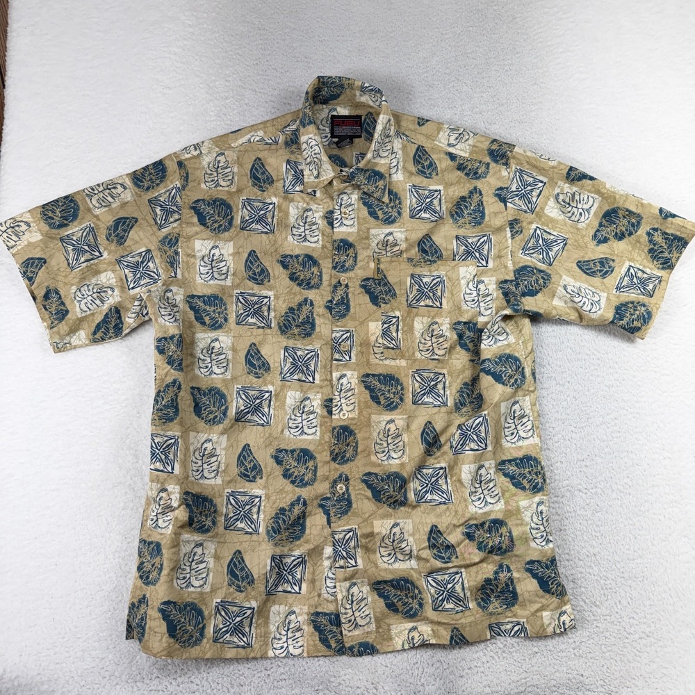Vintage FUBU Hawaiian Shirt Mens Large Short Sleeve Button Up Polyester 90s